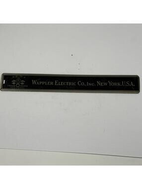 Vintage Wappler Electric Co. Inc. New York USA Brass Nameplate Sign Plaque